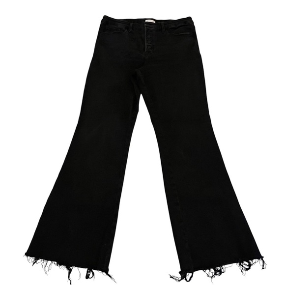 Good American Good Legs Crop Boot Cut Super High Rise button fly jeans black 31 - Picture 4 of 15